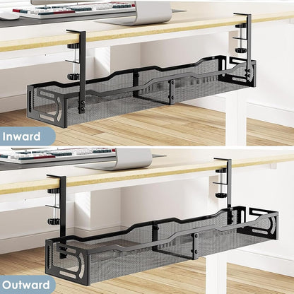 No Drill Under Desk Cable Tray – Decor Conscious Cable Management for Living Room and Bedroom Workstations
