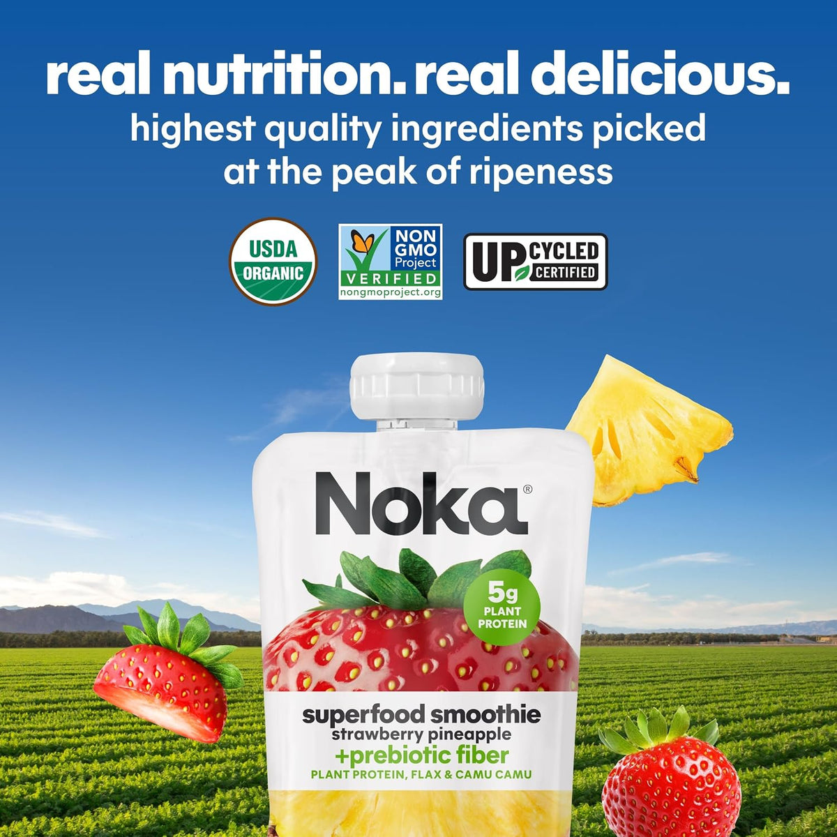 Noka Organic Fruit & Veggie Pouches – Safe Back-to-School Snack for Classrooms, Big 9 Allergen-Free Variety 12pk