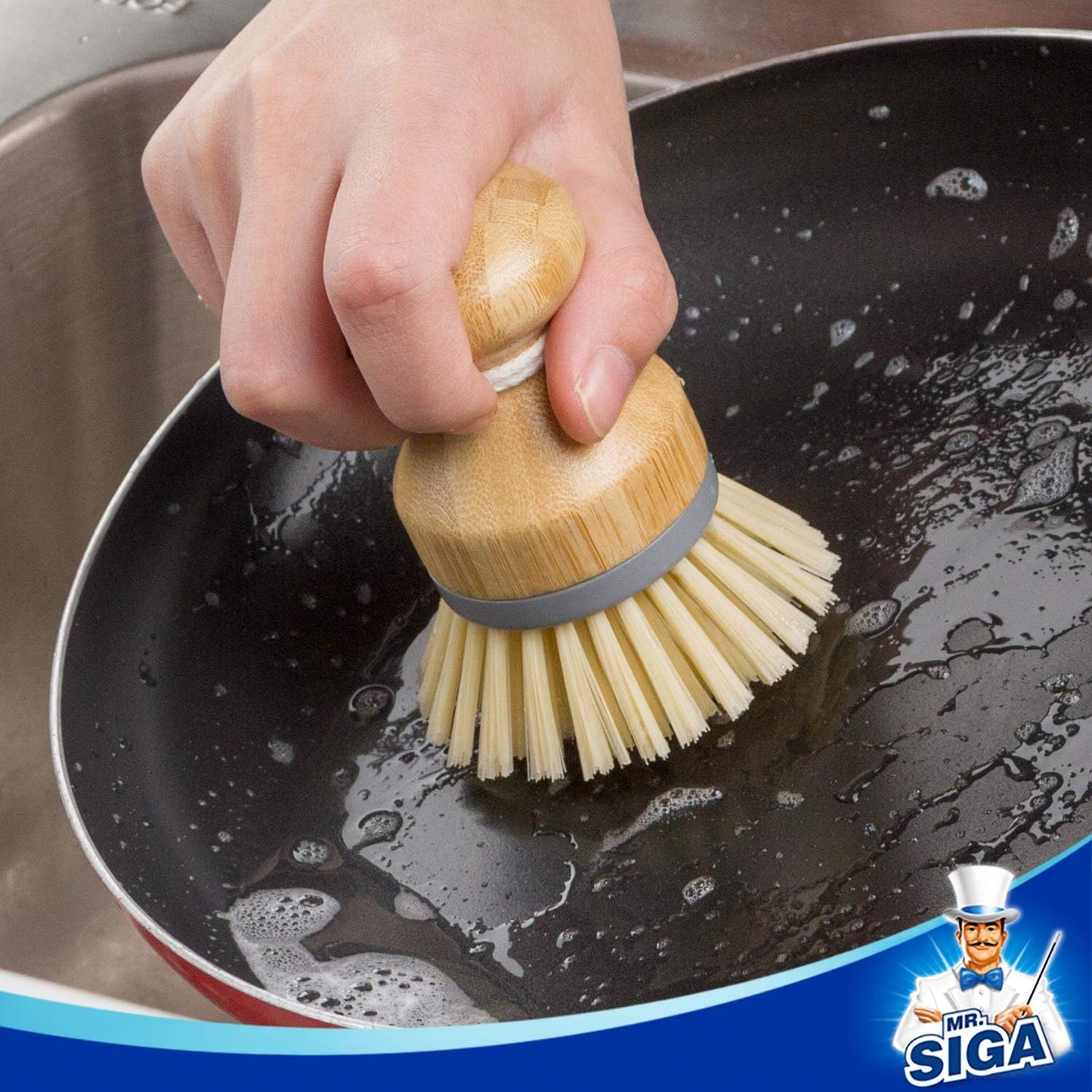 non-scratch durable bristles safe for non-stick cookware