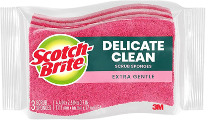 non-scratch scrubbing fibers safe for porcelain, fine china, stemware, nonstick pans, mirrors, and faucets
