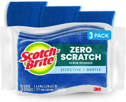 non-scratch scrubbing fibers safe on nonstick cookware, glass, and countertops