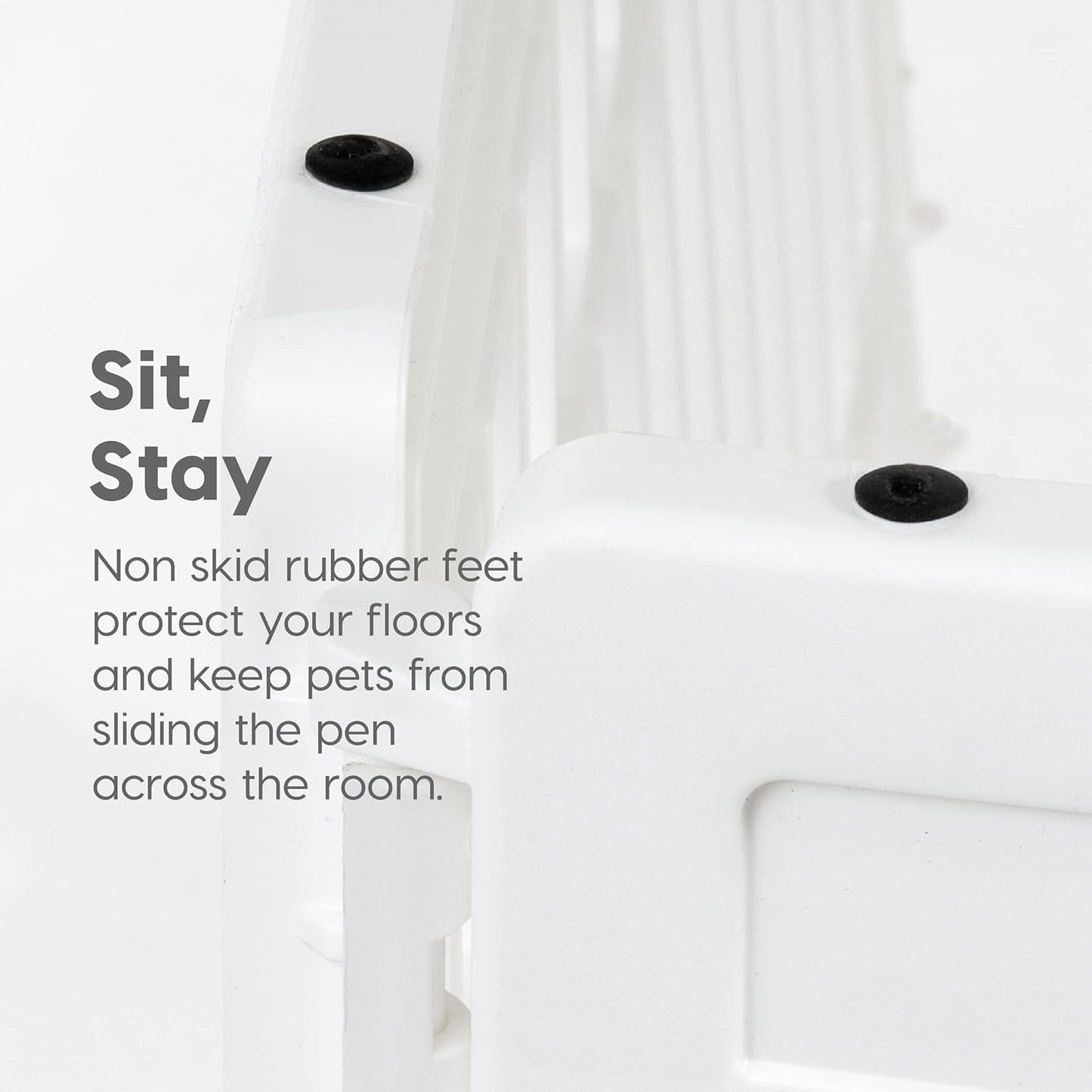non-skid rubber feet on every panel for floor protection and stability