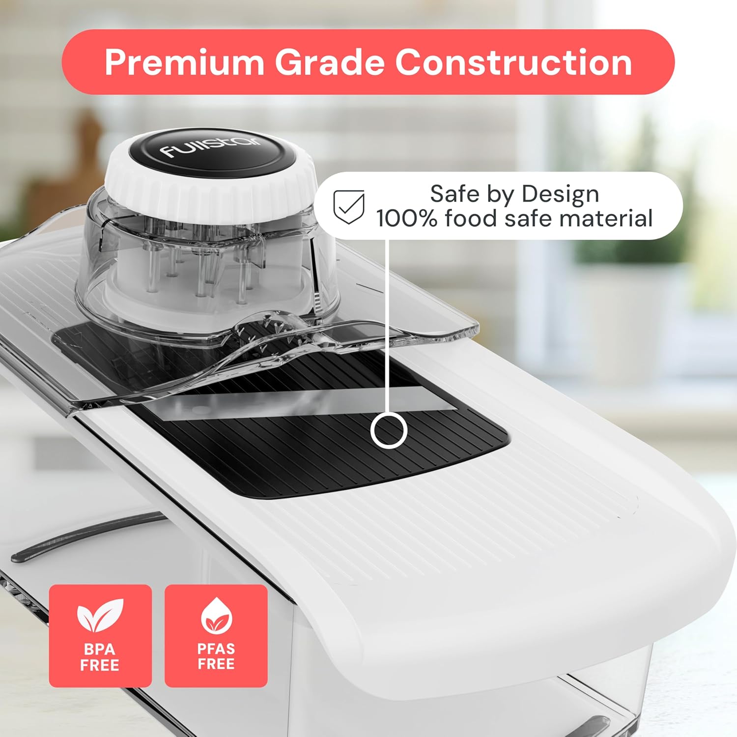 non-slip base for stability during slicing and grating