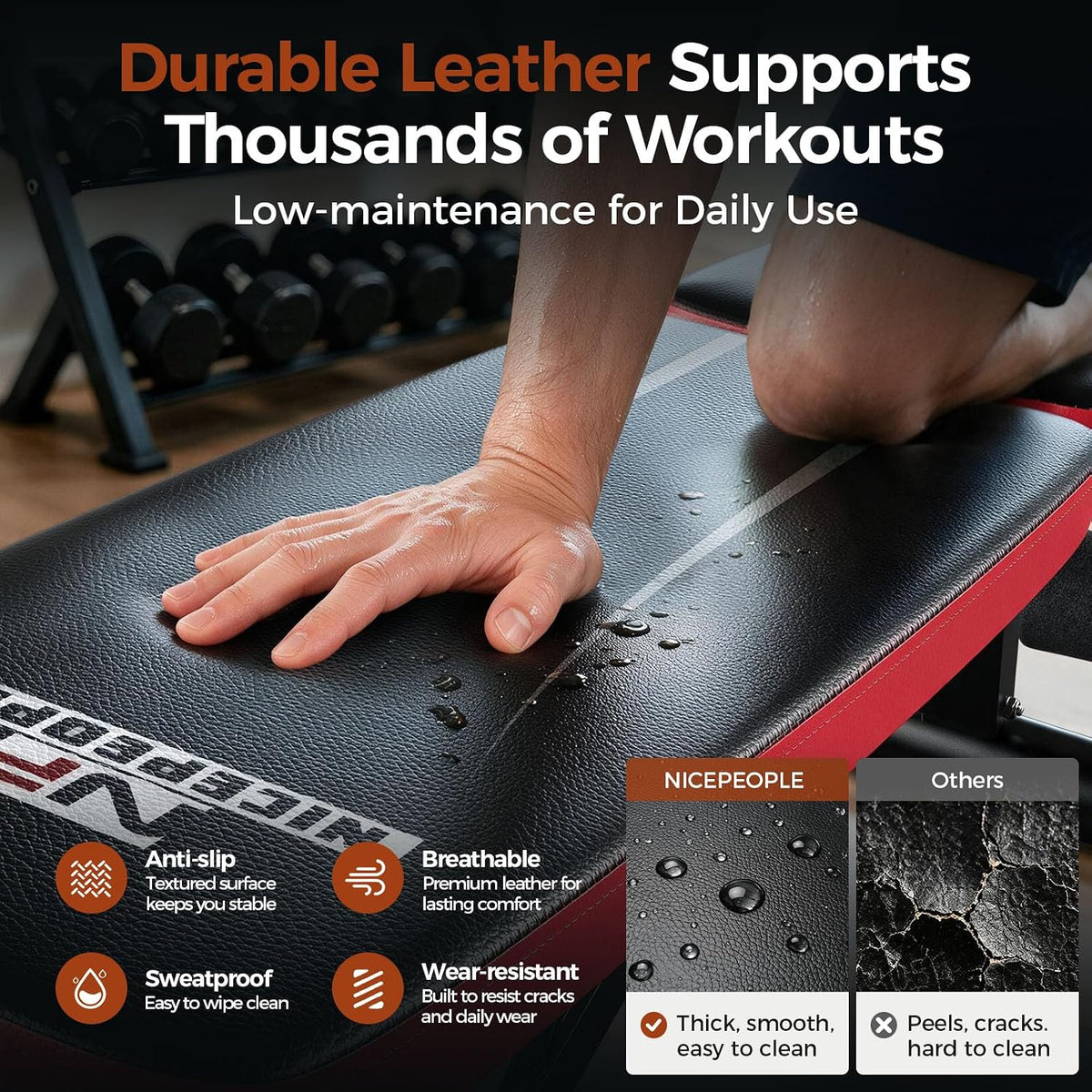 non-slip, breathable, wear-resistant leather padding with high-density cushioning