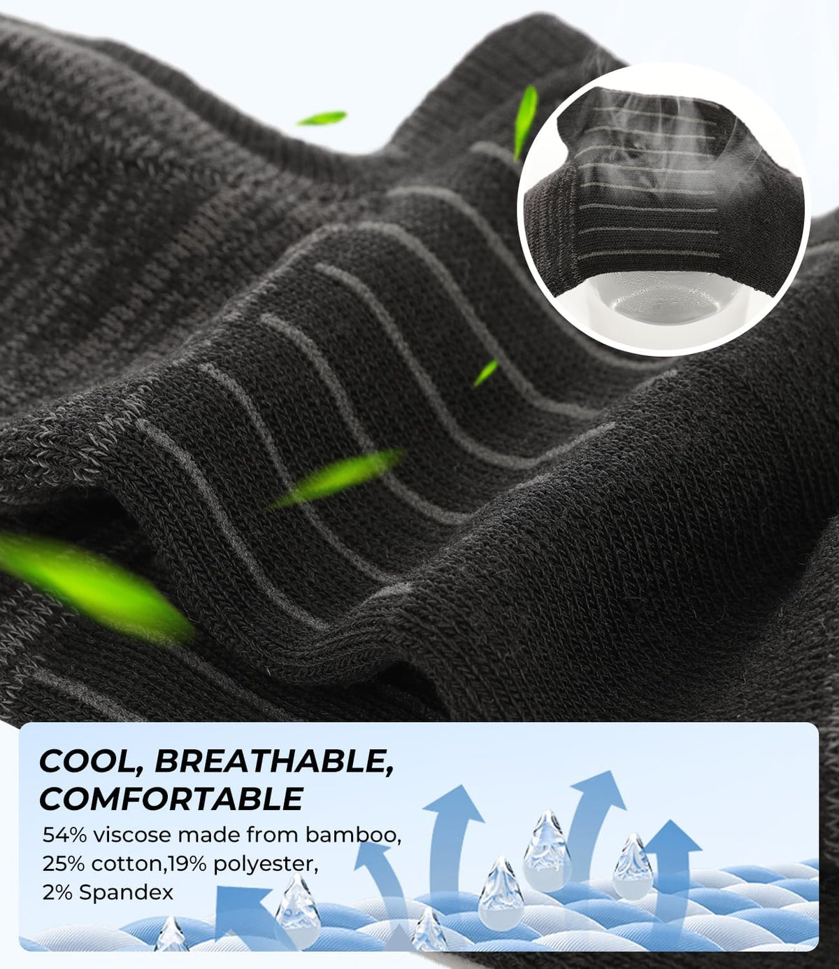 non-slip silicone heel patch to prevent sliding into the shoe