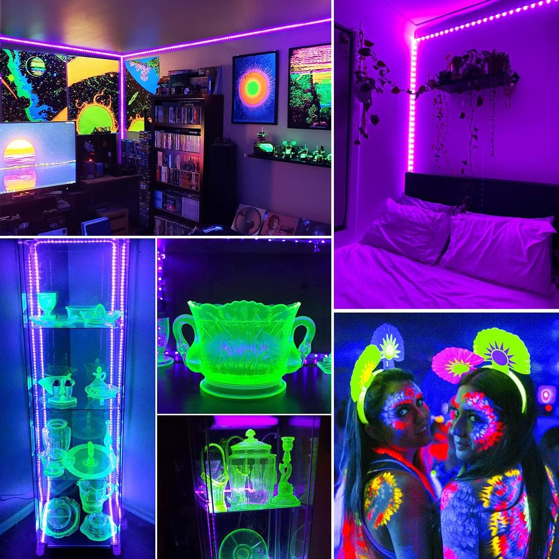 non-waterproof indoor-rated design; available in blacklight, daylight white, and warm white color options