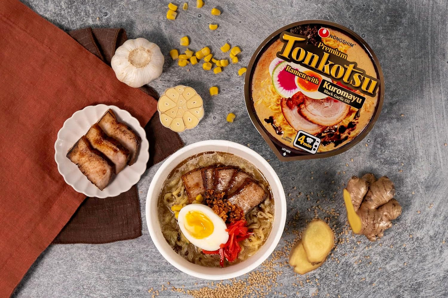 Nongshim Tonkotsu Ramen with Kuromatsu Noodle Big Bowl, 3.56 Ounce (Pack Of 6) – Hotel Room Dinner After a Long Travel Day