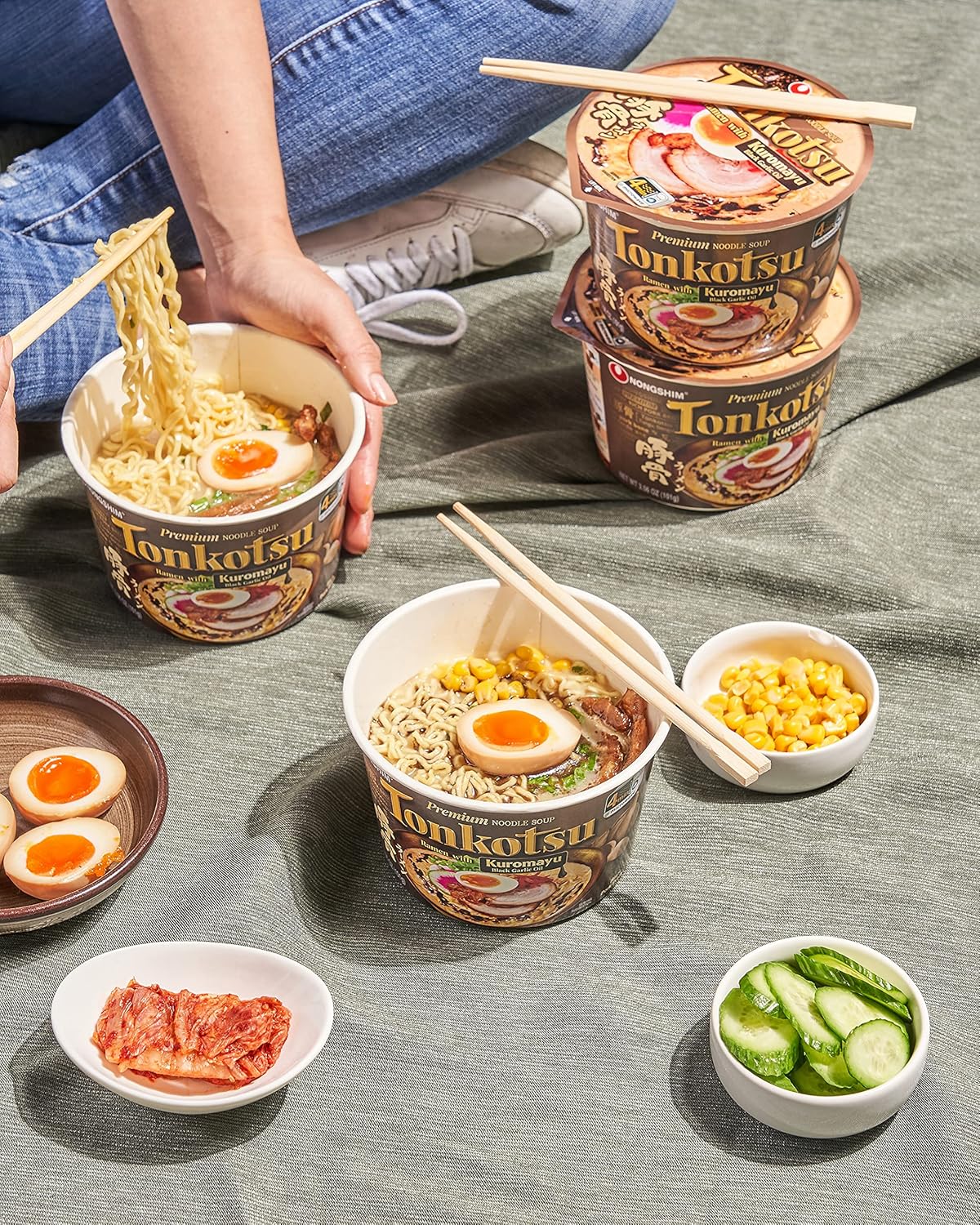 Nongshim Tonkotsu Ramen with Kuromatsu Noodle Big Bowl, 3.56 Ounce (Pack Of 6) – Hotel Room Dinner After a Long Travel Day