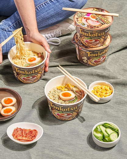 Nongshim Tonkotsu Ramen with Kuromatsu Noodle Big Bowl, 3.56 Ounce (Pack Of 6) – Hotel Room Dinner After a Long Travel Day