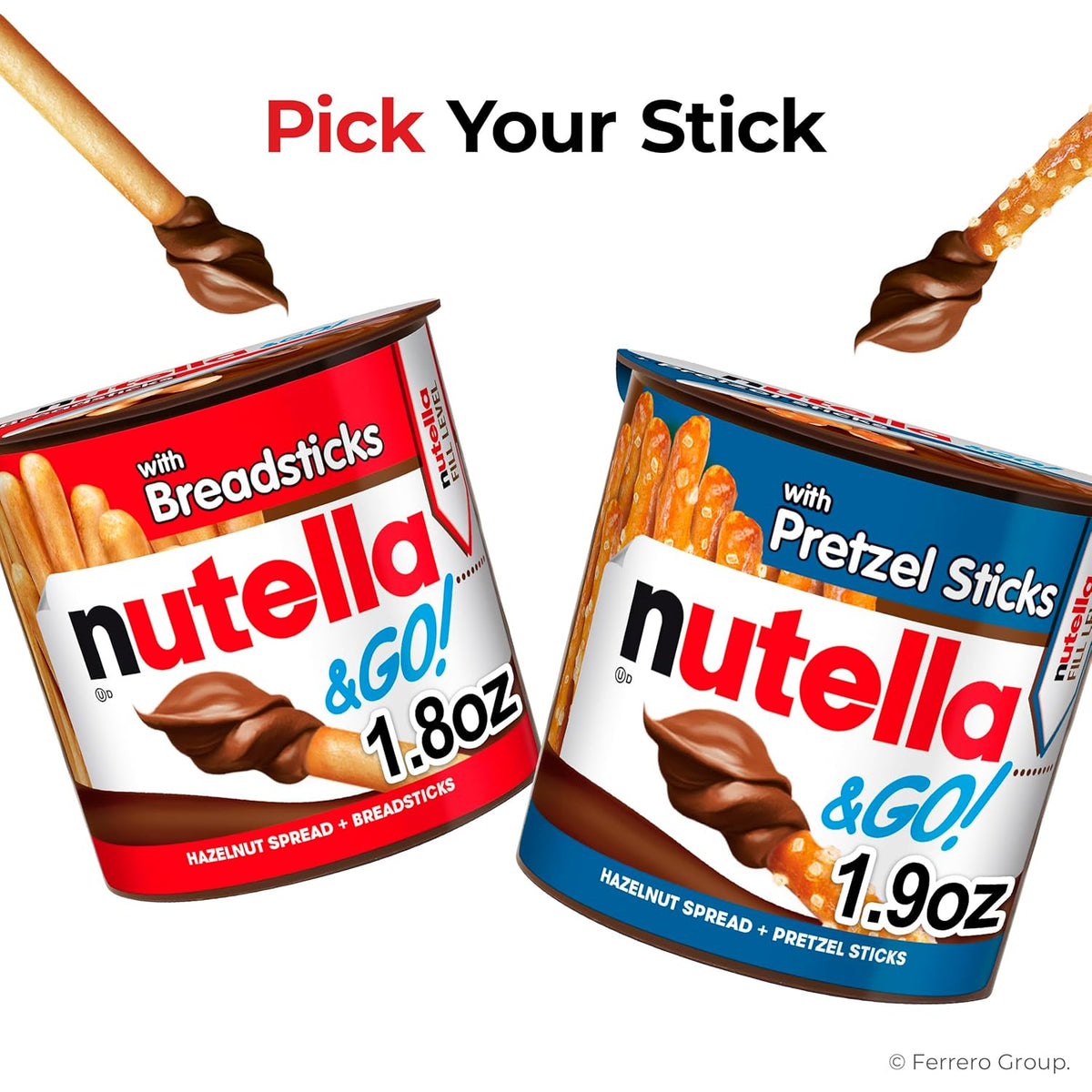 Nutella & GO! Hazelnut Spread with Breadsticks – Office Desk Drawer 3 PM Pick-Me-Up Snack, 12 Single-Serve 1.8 oz Cups