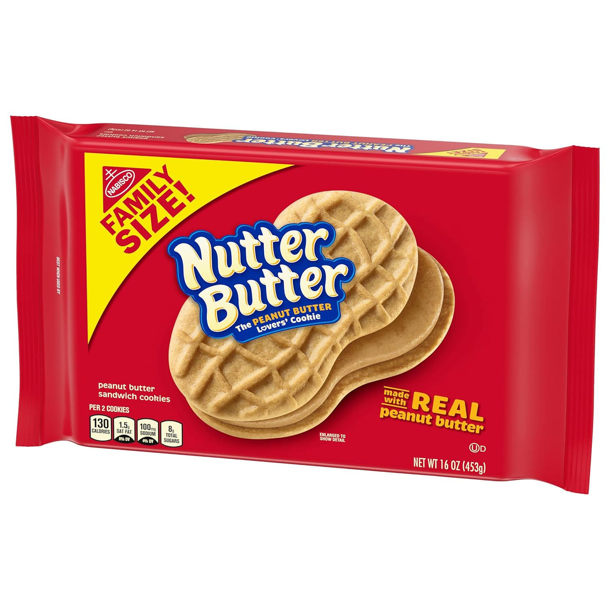 Nutter Butter Family Size Peanut Butter Sandwich Cookies, 16 oz – Mess-Friendly Travel Snack for Commuters