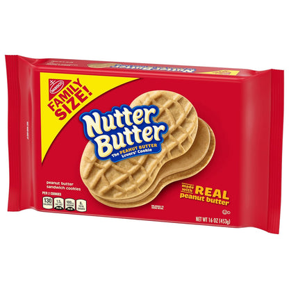 Nutter Butter Family Size Peanut Butter Sandwich Cookies, 16 oz – Mess-Friendly Travel Snack for Commuters