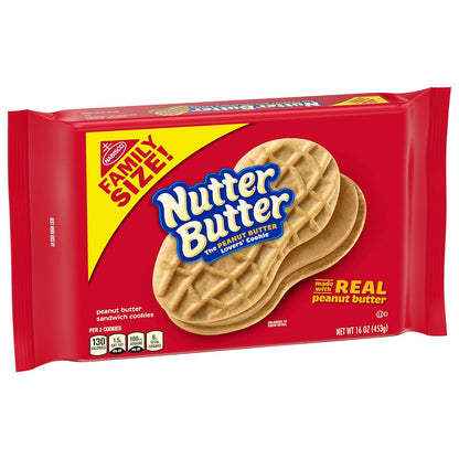 Nutter Butter Family Size Peanut Butter Sandwich Cookies, 16 oz – Mess-Friendly Travel Snack for Commuters