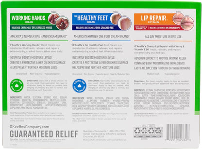 O'Keeffe's All-Weather Skin Defense Trio – Yard Work and Patio Companion for Dry Hands, Rough Feet, and Sun-Exposed Lips