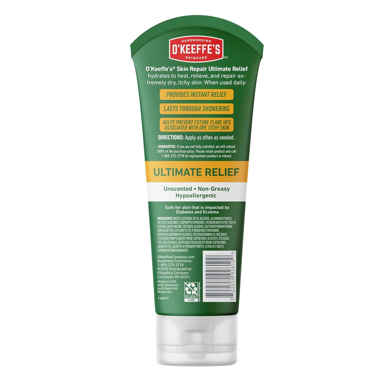 O'Keeffe's Eczema Body Cream – Mindful Bath Time Hydration for Sensitive Skin, 7oz Fragrance-Free Tube