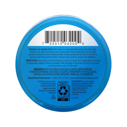 O'Keeffe's for Healthy Feet Foot Cream – TSA-Friendly 3.2 oz Travel Jar for On-the-Go Foot Repair