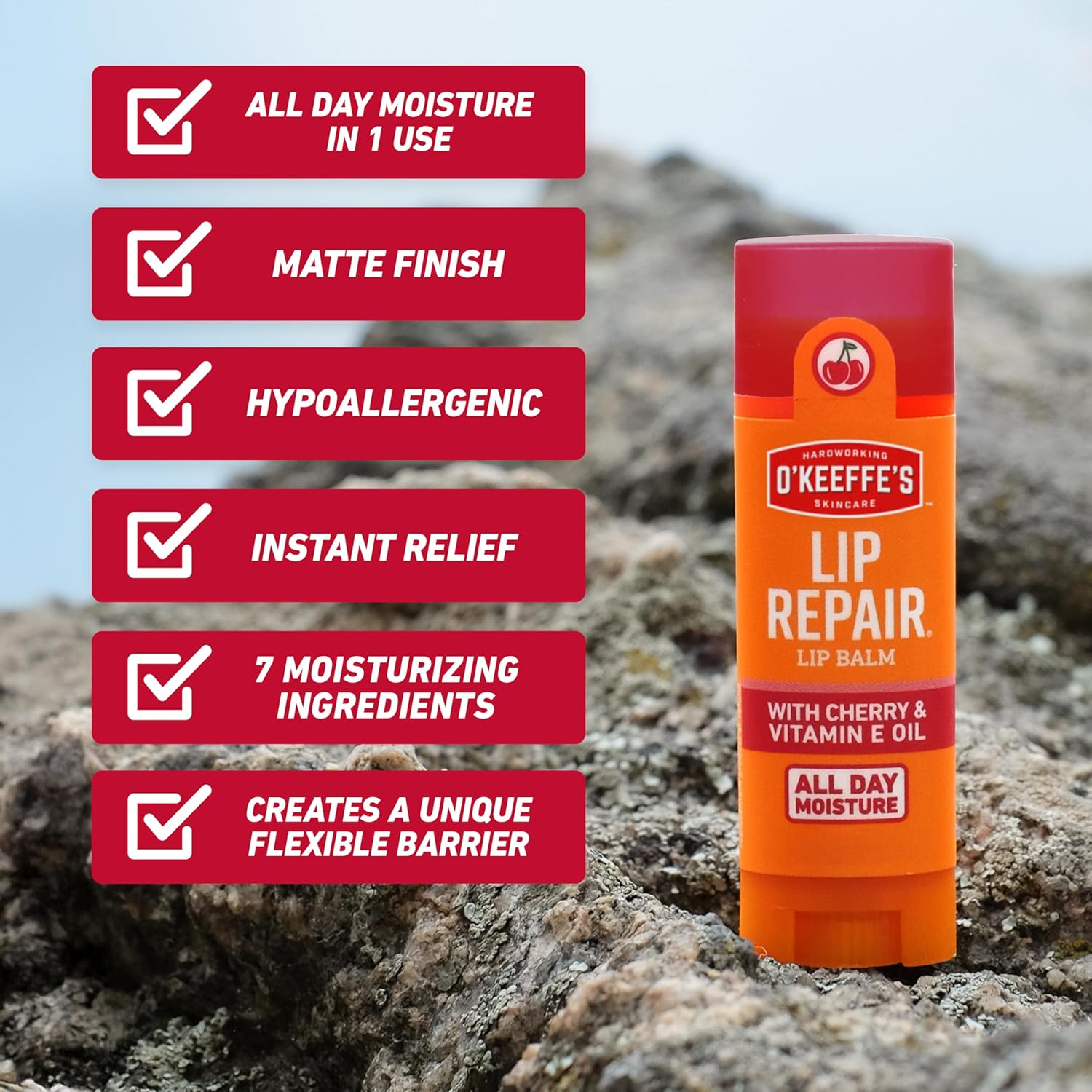 O'Keeffe's Lip Repair Cherry & Vitamin E – Holiday Care Bundle for Sensitive-Skin Loved Ones