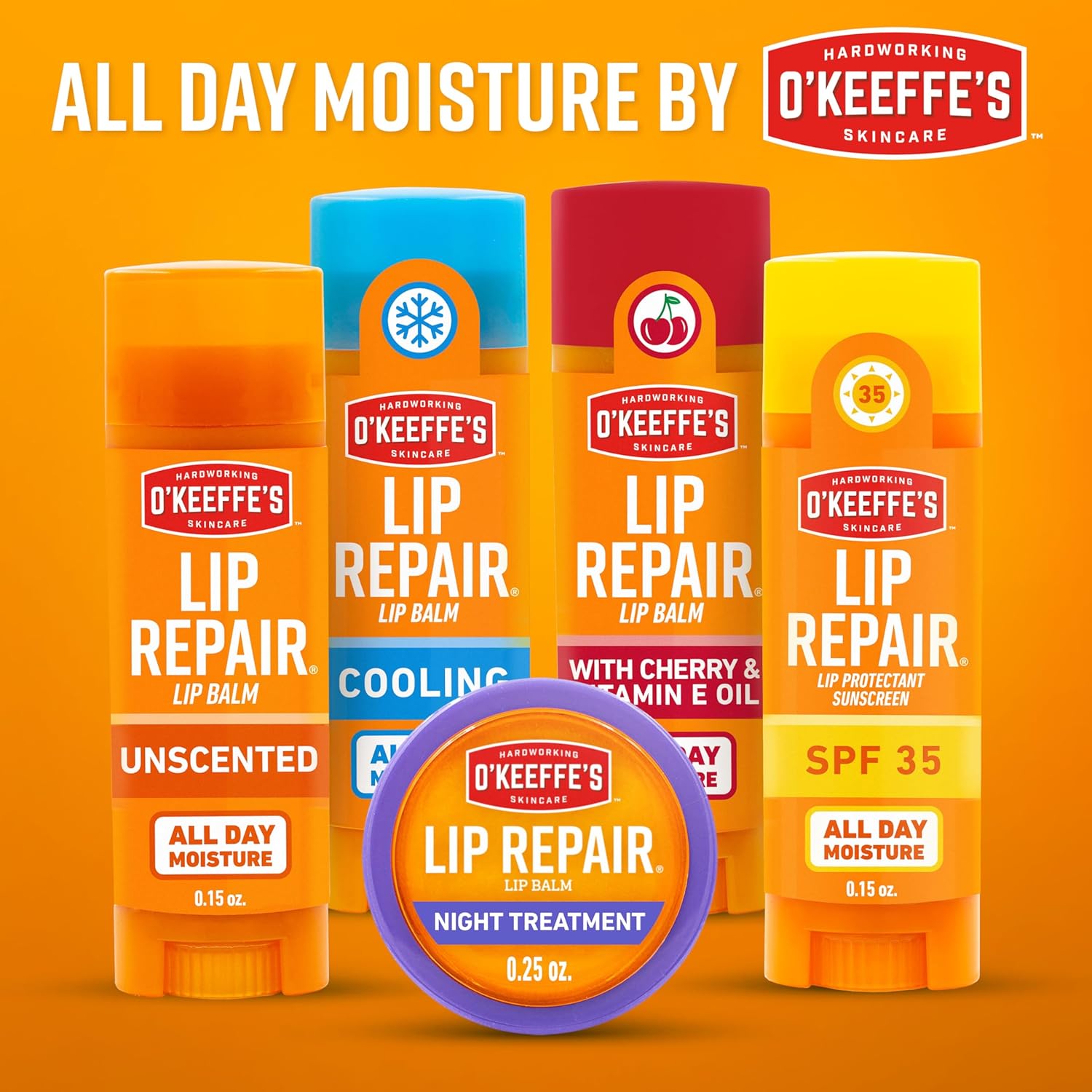 O'Keeffe's Lip Repair Cooling Balm – Clean, Worry Free Lip Treatment for Medicine Cabinet and Nightstand, Twin Pack