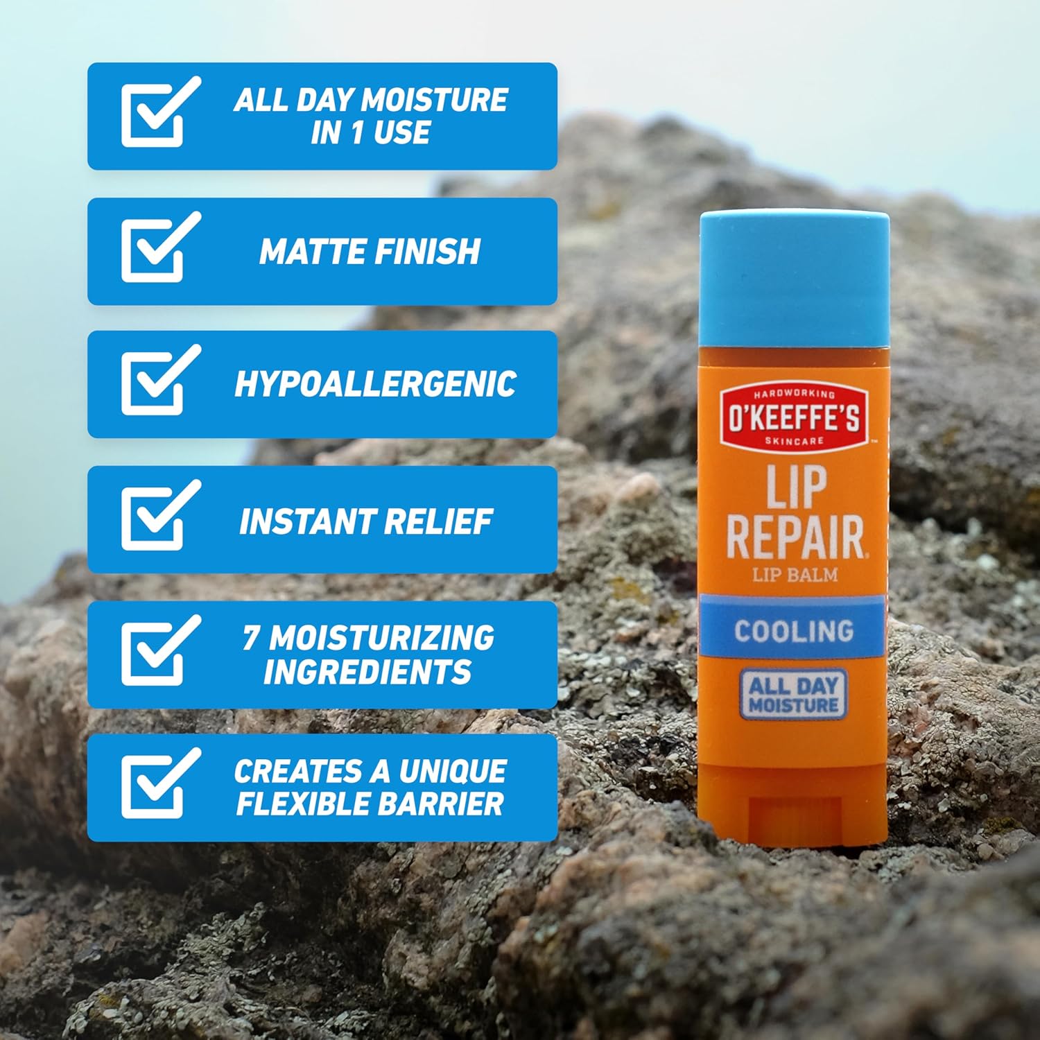 O'Keeffe's Lip Repair Cooling Relief Stick (2 Pack) – Pampering Self-Care Gift for Friends, Coworkers and Hosts