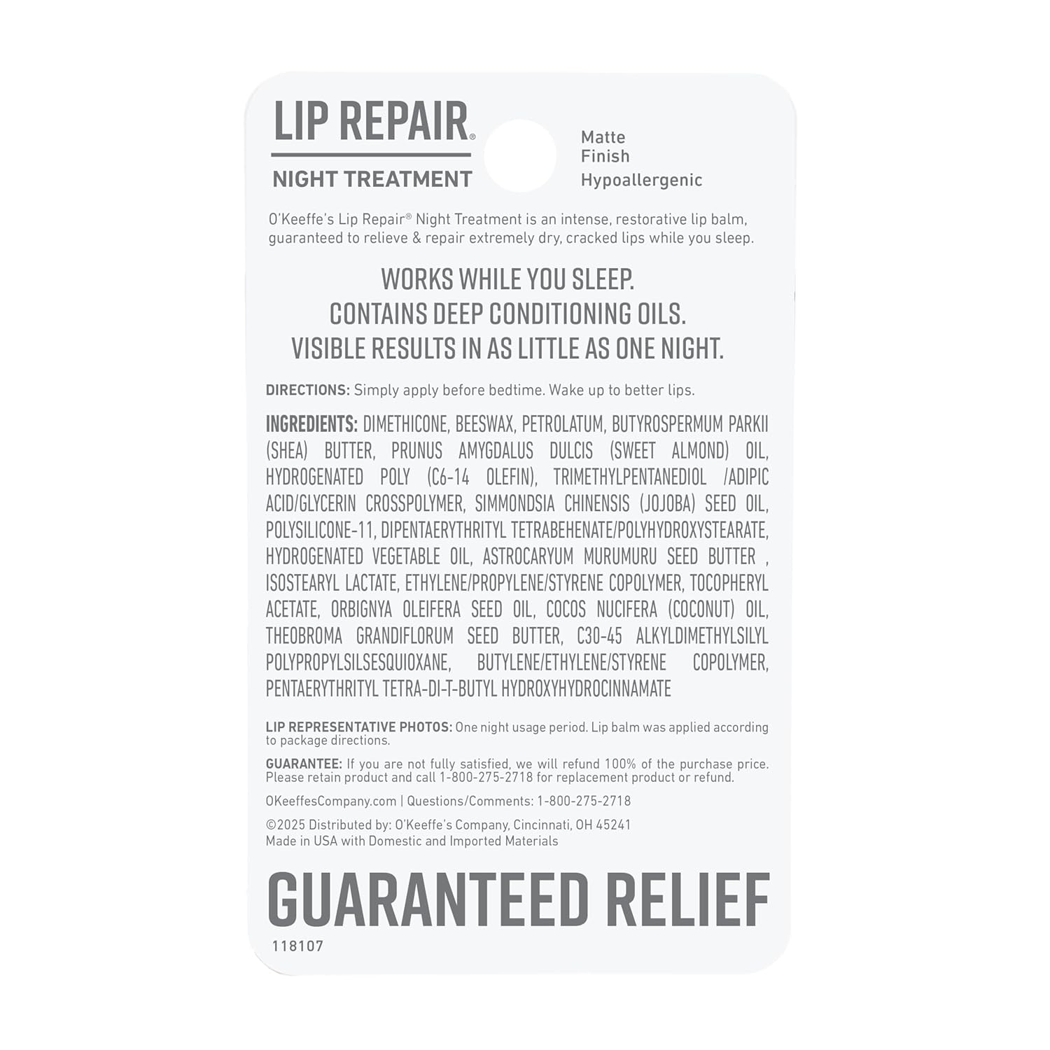 O'Keeffe's Lip Repair Night Treatment – Birthday Gift Idea for Anyone with Chronic Lip Dryness