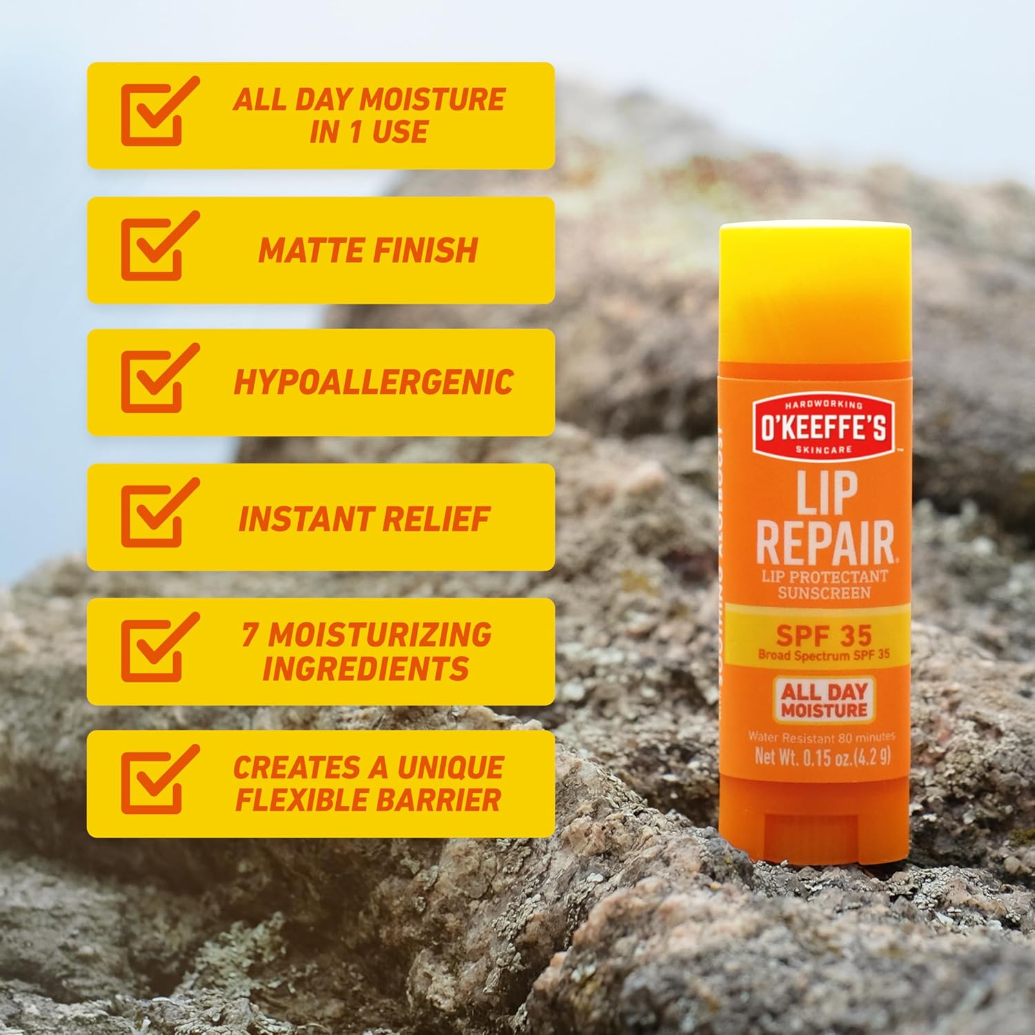 O'Keeffe's Lip Repair SPF 35 Lip Balm Stick – Compact Travel Essential Combining SPF and Deep Hydration