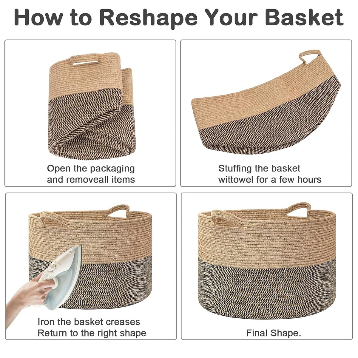 OBQAY Large Woven Blanket Basket – Stylish Apartment Warming Gift for Her