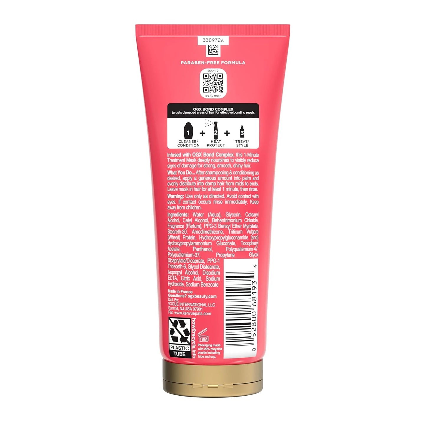 OGX Bond Protein Repair 1-Minute Treatment Mask – Spa-Like Deep Conditioning for Stress-Relief Evenings