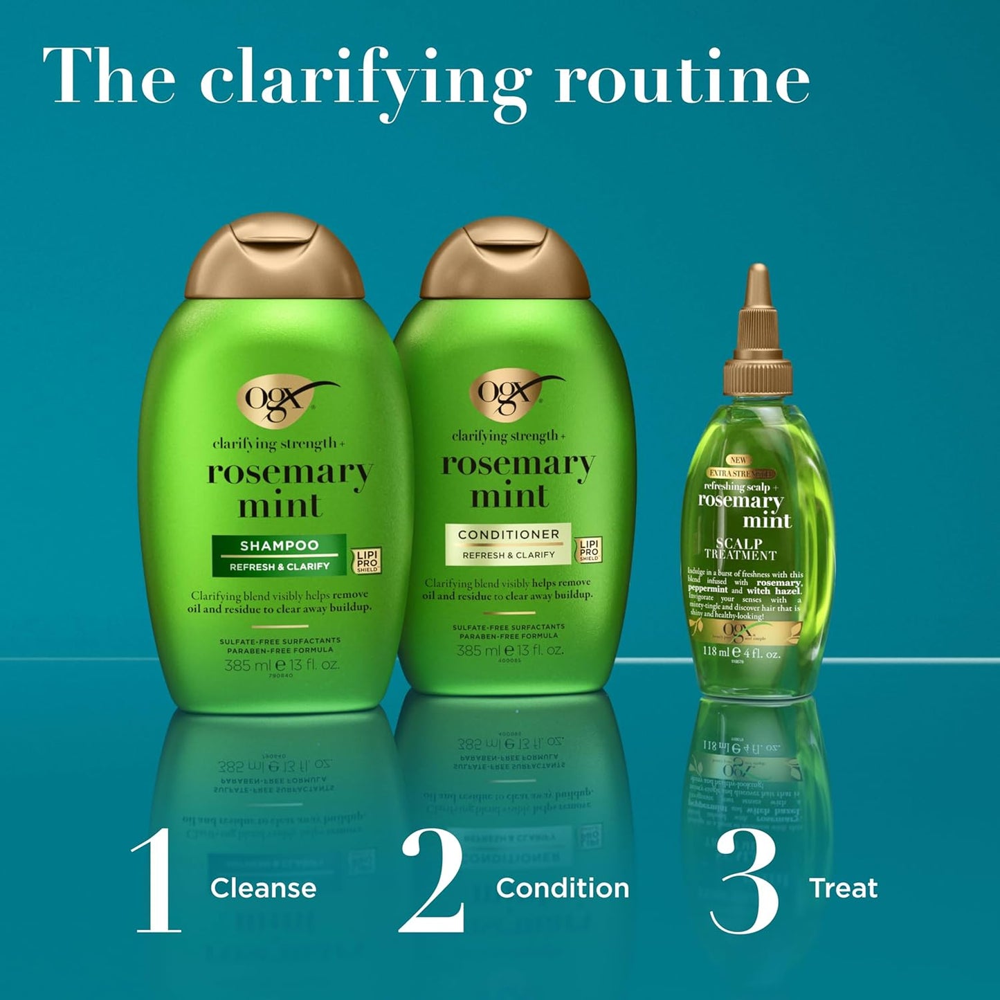 OGX Clarifying Strength + Rosemary Mint Conditioner – Aromatherapy Hair Care for Mindful Wind-Down, Sulfate-Free 13 fl oz