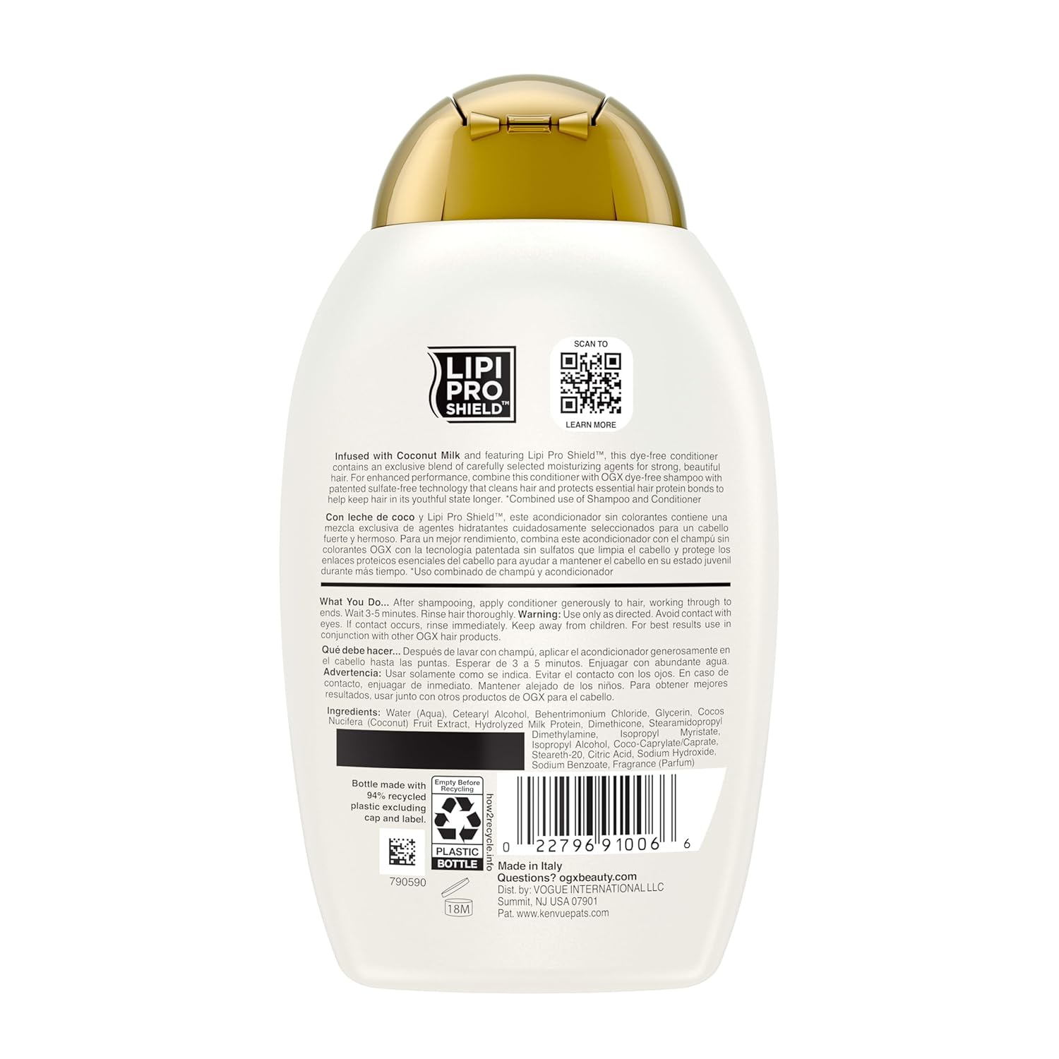 OGX Coconut Milk Conditioner – Effortless Repair for Simple Routines, Neutral Scent and Clean Ingredient List