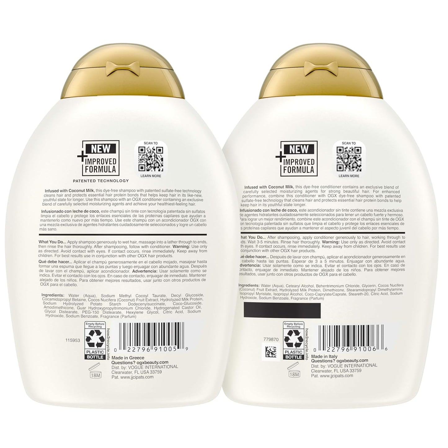 OGX Coconut Milk Hair Set – Two-Product Hydrating Duo with Neutral Scent, Less-Is-More Hair Care for the Modern Minimalist
