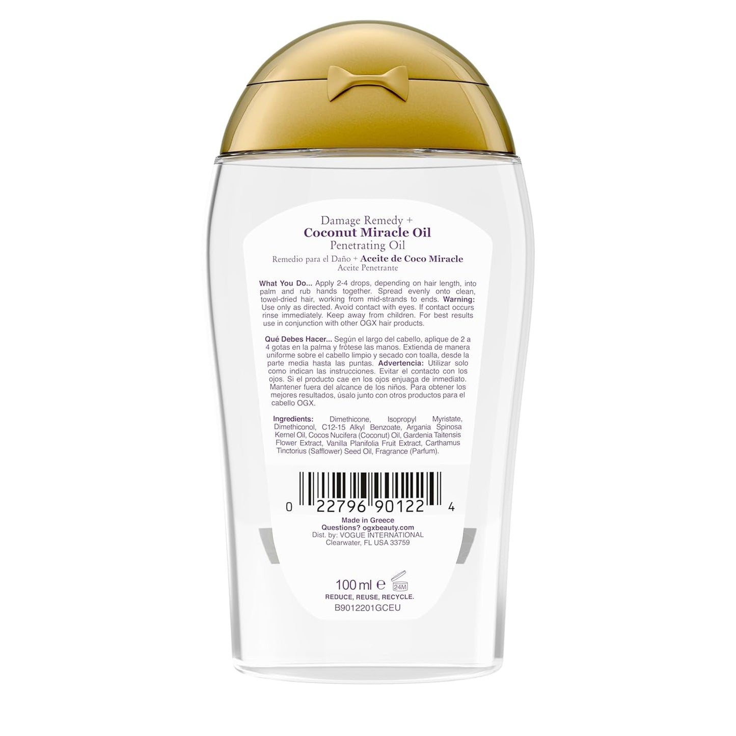 OGX Coconut Miracle Oil – Essential-Only Hair Oil for Thick, Dry Strands, 3.3 Fl Oz