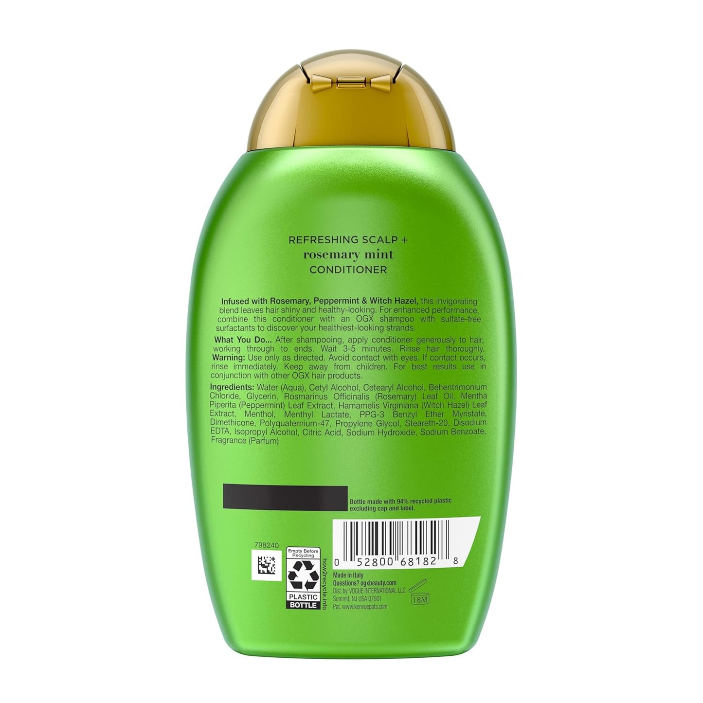 OGX Extra Strength Rosemary Mint Conditioner – Streamlined Clean Conditioner for Neutral-Toned Vanity, Rosemary Mint