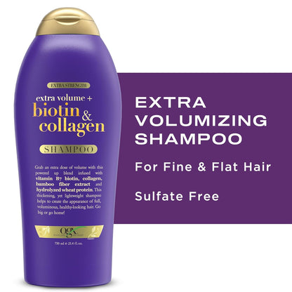 OGX Extra Strength Volumizing Shampoo – Elevated Hair Care Ritual with Vanilla Scent, 25.4 fl oz