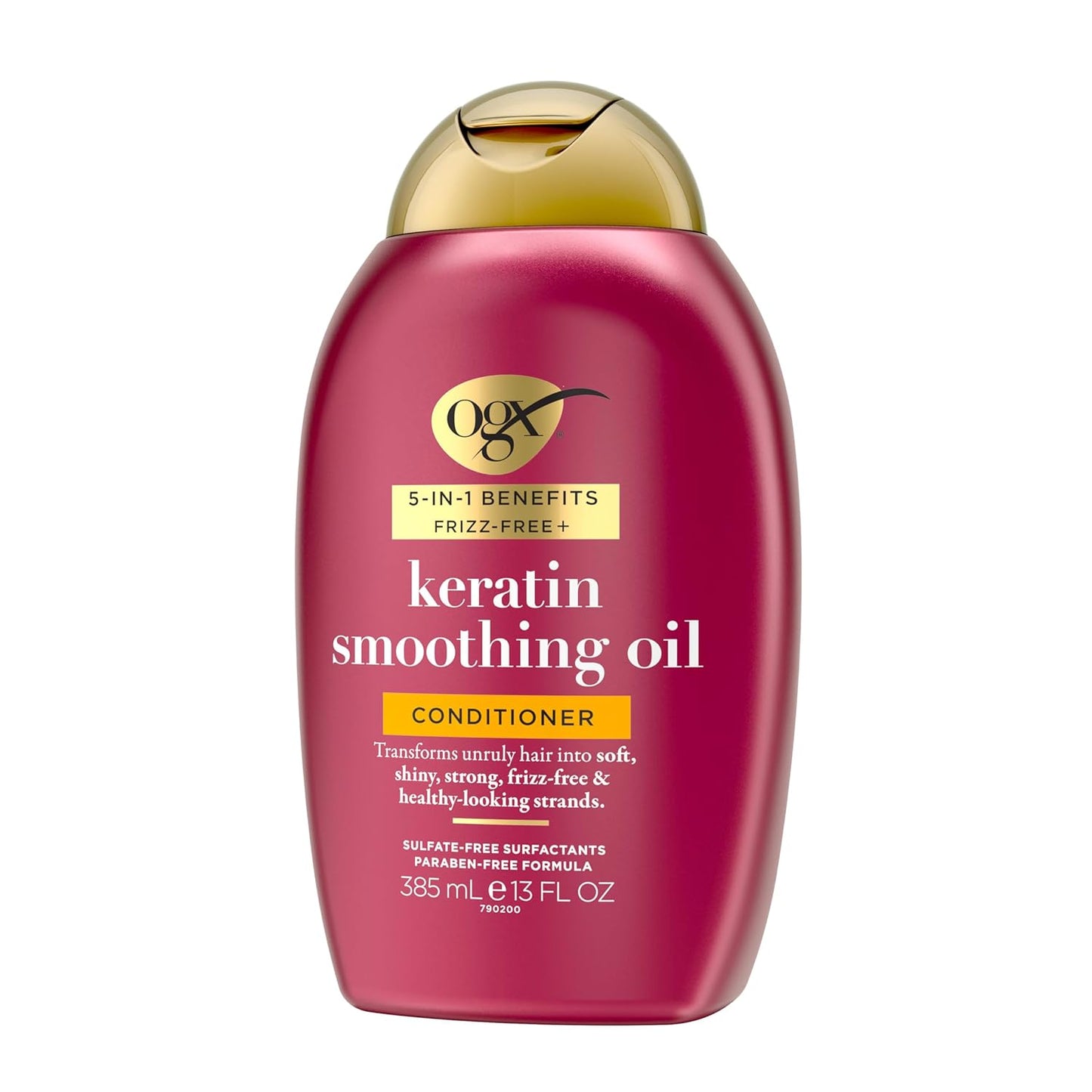 OGX Frizz-Free + Keratin Smoothing Conditioner – Golden Amber and Vanilla Aroma for Self-Care Sundays