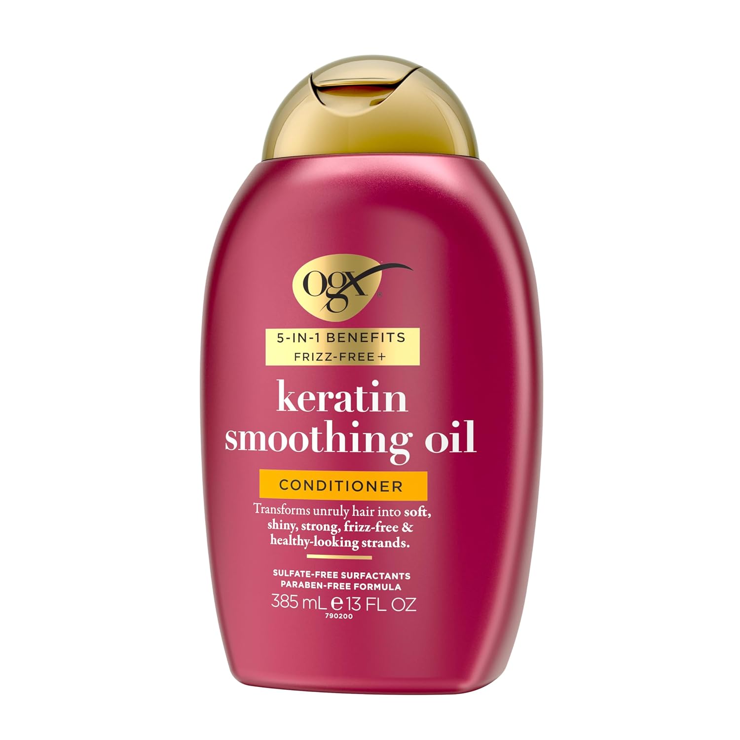 OGX Frizz-Free + Keratin Smoothing Conditioner – Golden Amber and Vanilla Aroma for Self-Care Sundays
