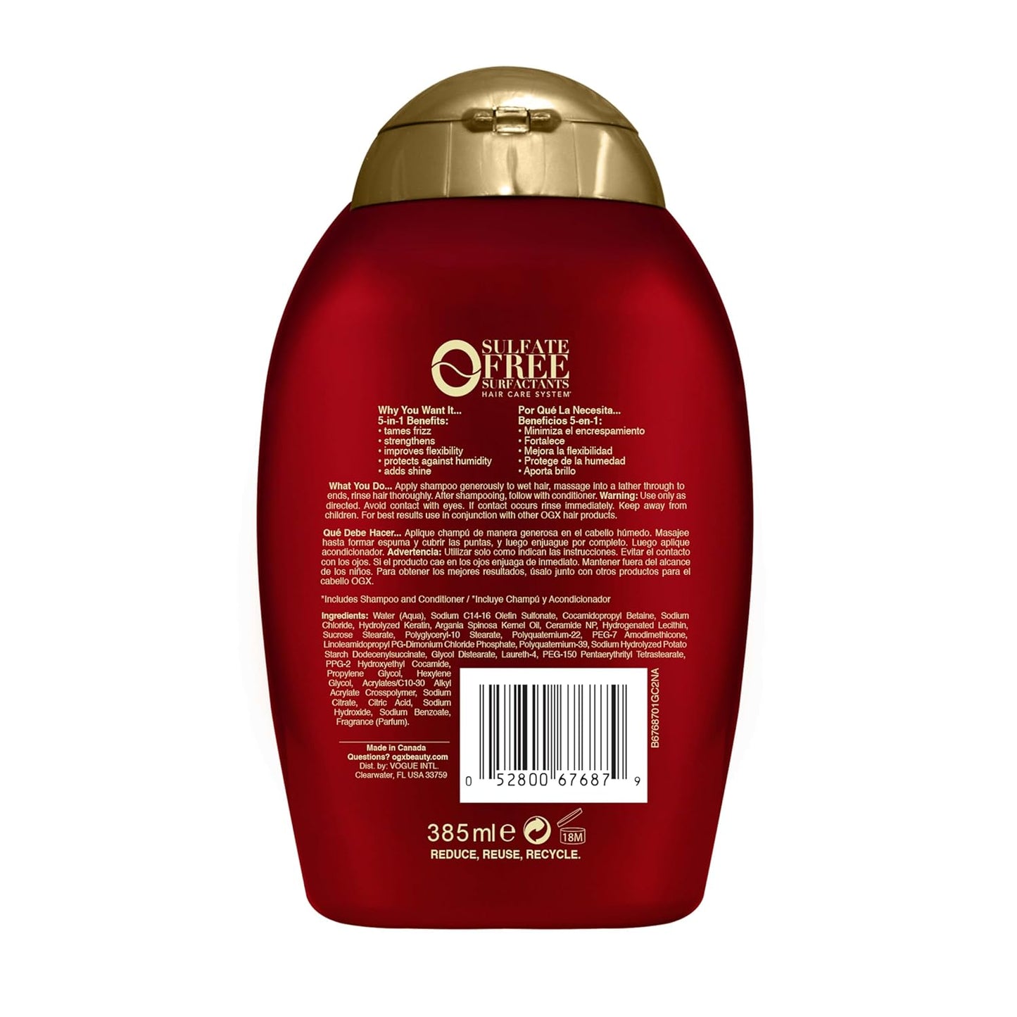 OGX Frizz-Free + Keratin Smoothing Oil Shampoo – Intentional Daily Wash for Frizzy Hair, 13 Fl Oz