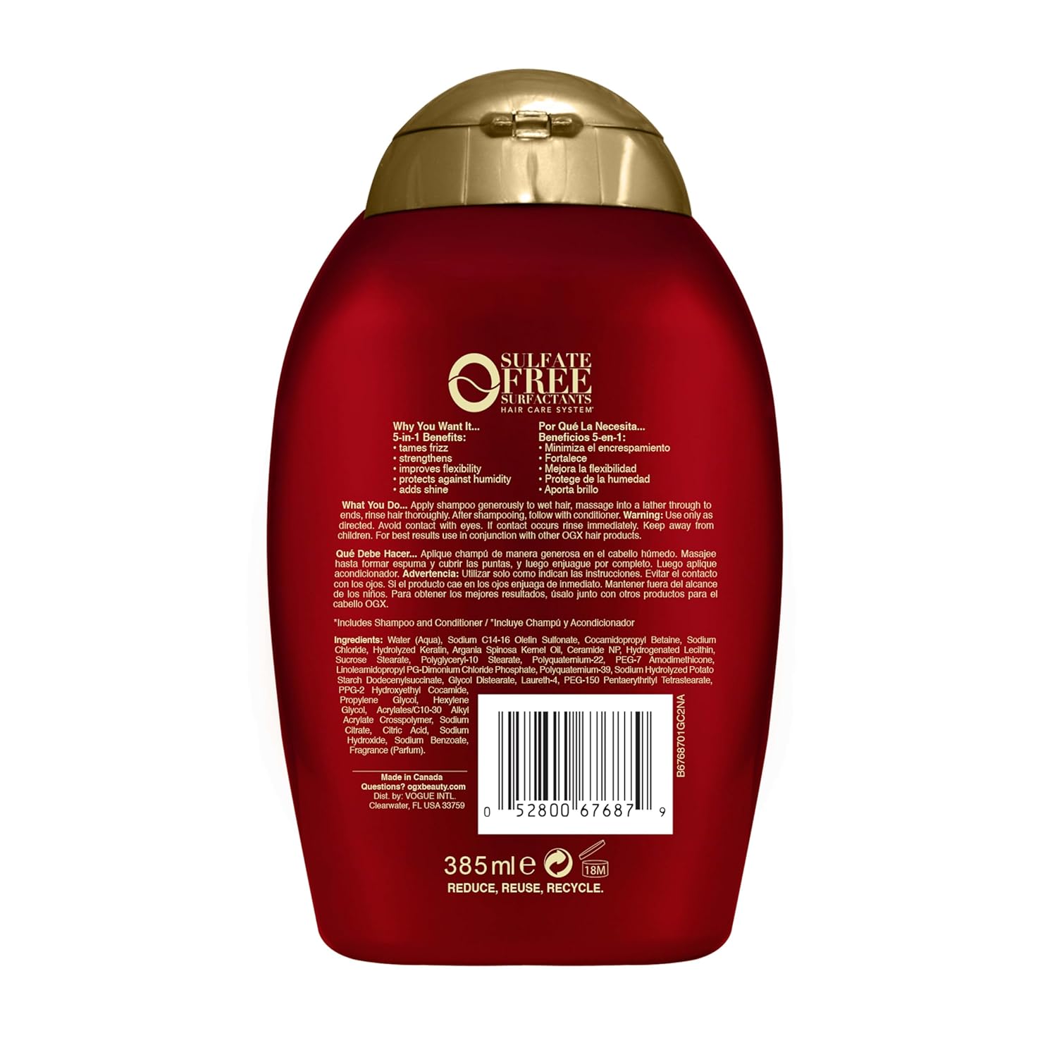 OGX Frizz-Free + Keratin Smoothing Oil Shampoo – Intentional Daily Wash for Frizzy Hair, 13 Fl Oz