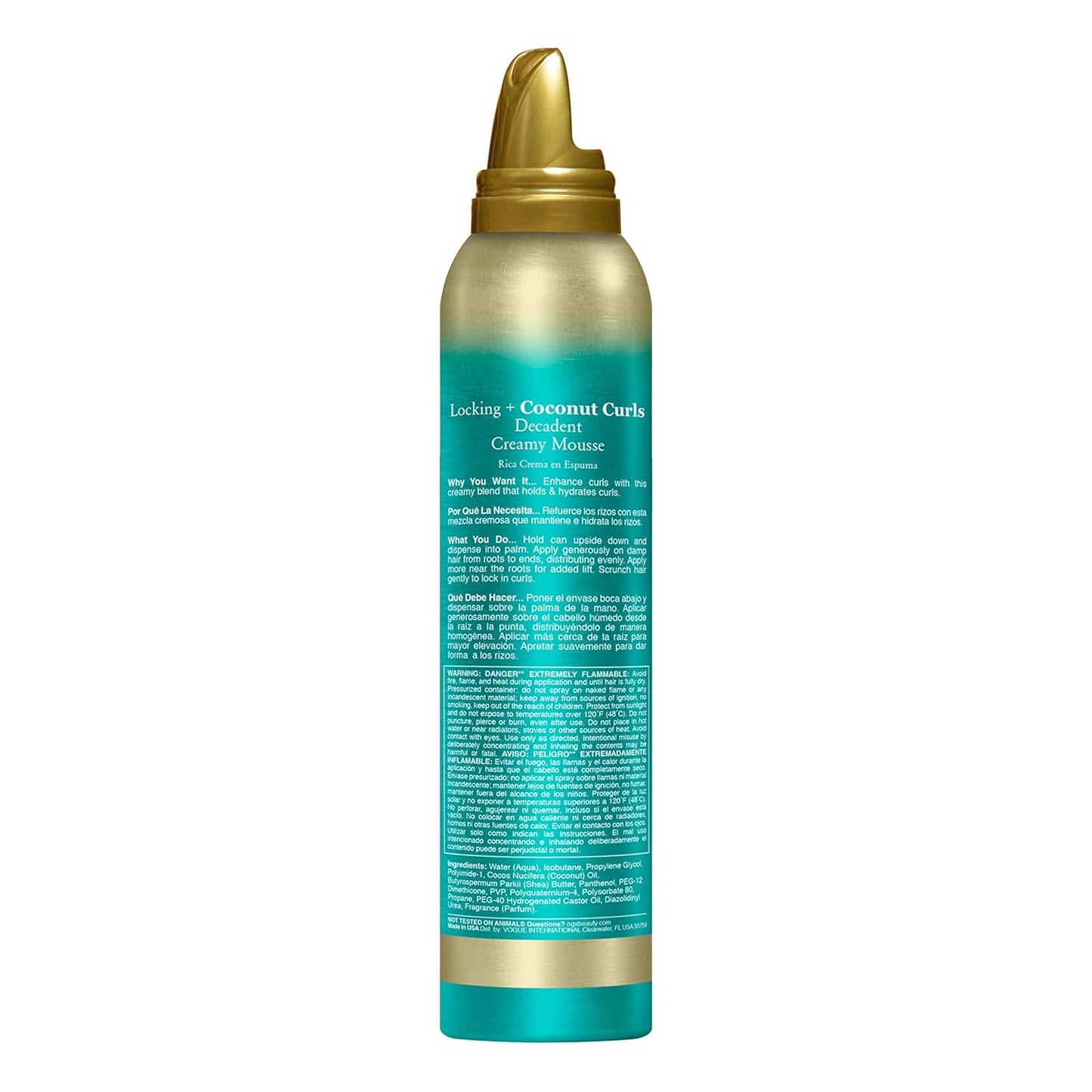 OGX Locking + Coconut Curls Mousse – Bath Time Indulgence for Color-Treated Curls, Tropical Vanilla Scent, 7.9 Ounce
