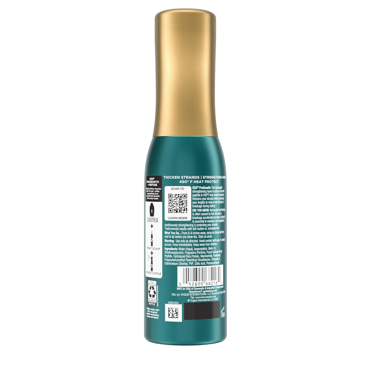 OGX ProGrowth + Peptide Serum Mist – Restorative Mist for Women Embracing a Gentle Aging-Hair Routine, 6.5 fl oz