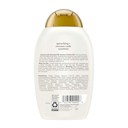 OGX Quenching Coconut Shampoo – Elevated Curl Care with Coconut Oil, Citrus and Honey, 13 fl oz 2-Pack