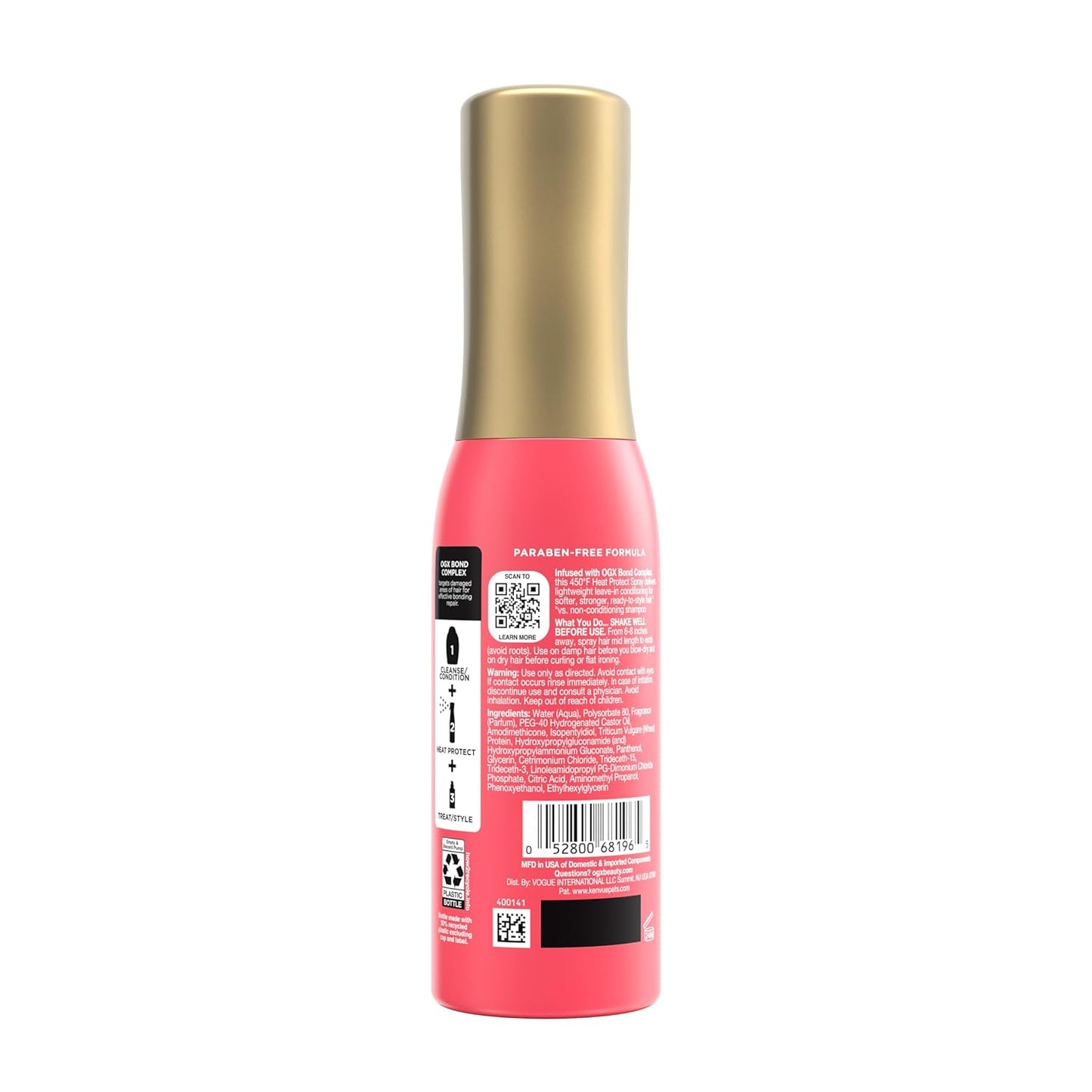 OGX Repair & Protect Weightless Heat Protect Spray – Calming Jasmine Bond Protein Repair for Bedtime Routine, 6.5 fl oz