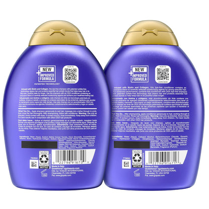 OGX Thick & Full + Biotin and Collagen – High-End Volumizing Hair Care Ritual, Wheat Protein Conditioner and Thickening Shampoo 2-Pack