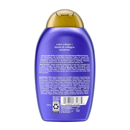 OGX Thick & Full + Biotin Collagen Volumizing Shampoo for Color-Treated Hair – Stress-Relief Shower Scent with Volumizing Benefits, 13 Fl Oz