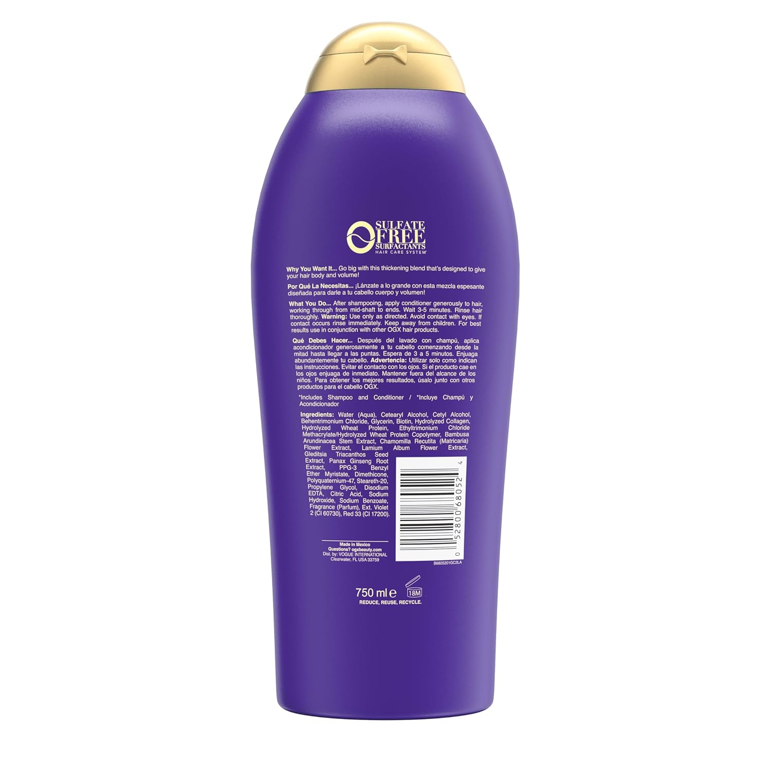 OGX Volumizing Conditioner Extra Strength Biotin & Collagen – Aromatherapy Hair Care for Thicker-Looking Strands