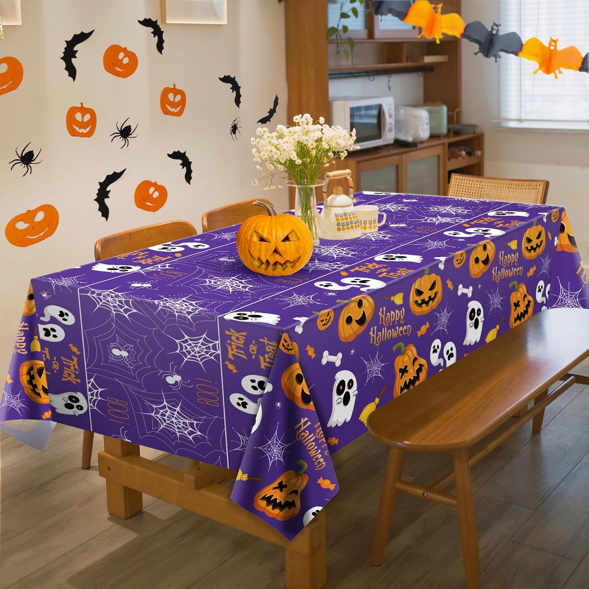 OHOME Halloween Decorations - Decorative Halloween Tablecloth for Indoor Halloween Dinner Parties and Mantel-Adjacent Table Styling, 2 Pack