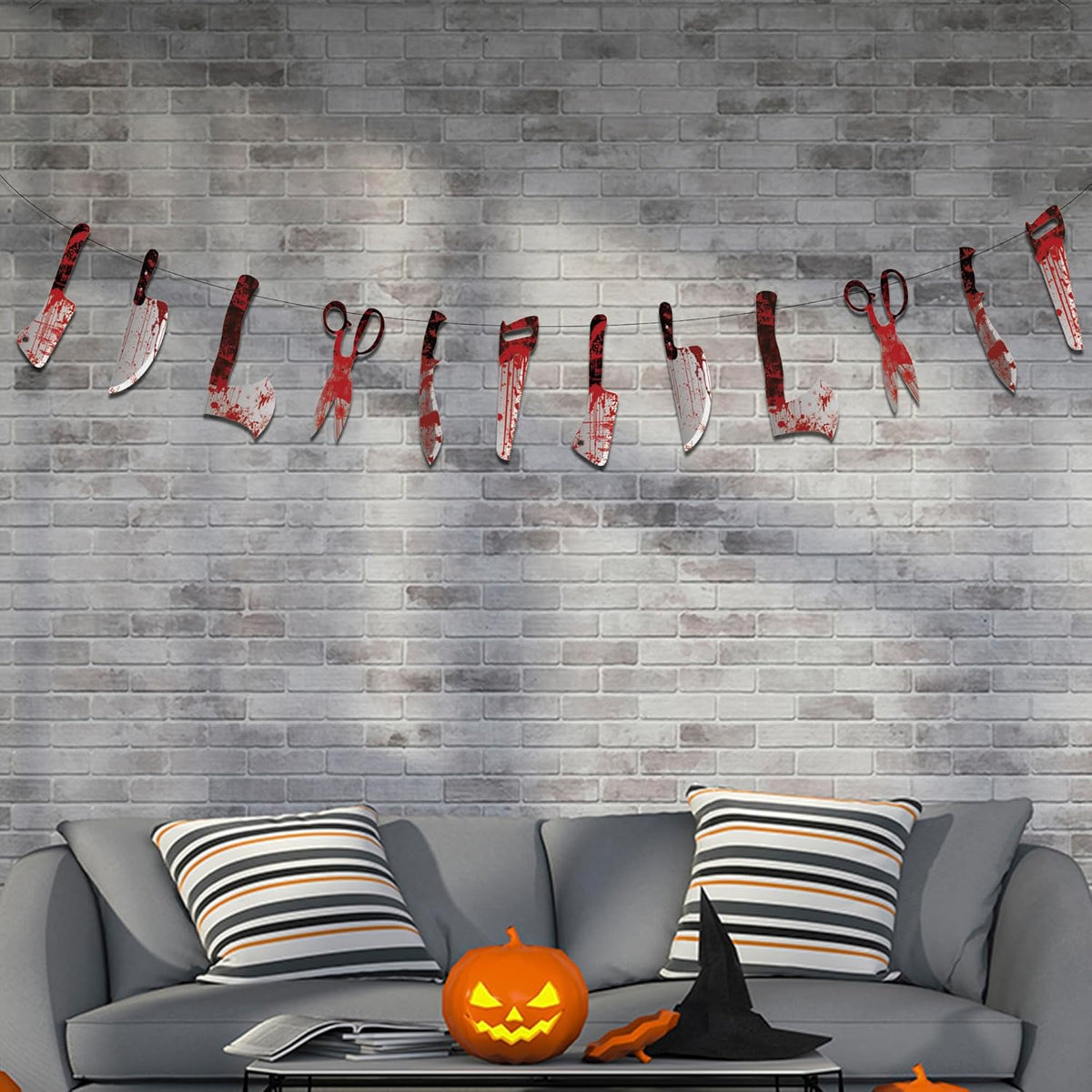 OHOME Halloween Porch Decor - 39ft Hanging Banner Garland for Outdoor Fence Entryway and Trunk or Treat Car Decoration
