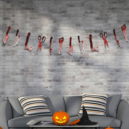 OHOME Halloween Porch Decor - 39ft Hanging Banner Garland for Outdoor Fence Entryway and Trunk or Treat Car Decoration