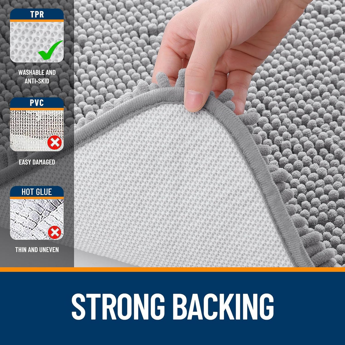 OLANLY Chenille Bathroom Rug System – Matching Decor for Powder Room, Hallway, and Kitchen Sink
