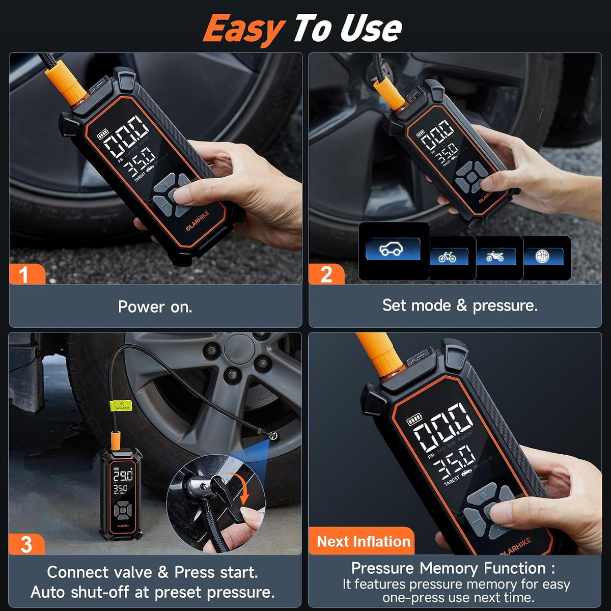 OlarHike Portable Air Compressor – Safer Than Foot Pumps and Gas Station Compressors, Battery Powered for Breakdown Preparedness