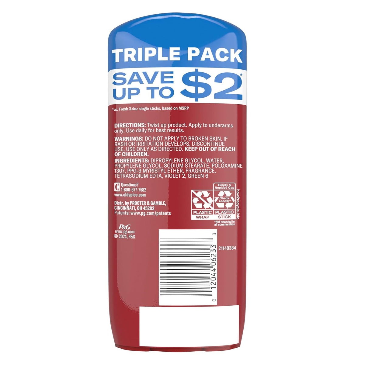 Old Spice Aluminum Free Deodorant for Men, High Endurance Pure Sport 3.3 oz, No Reapply Stick for Long Work Shifts, Pack of 3